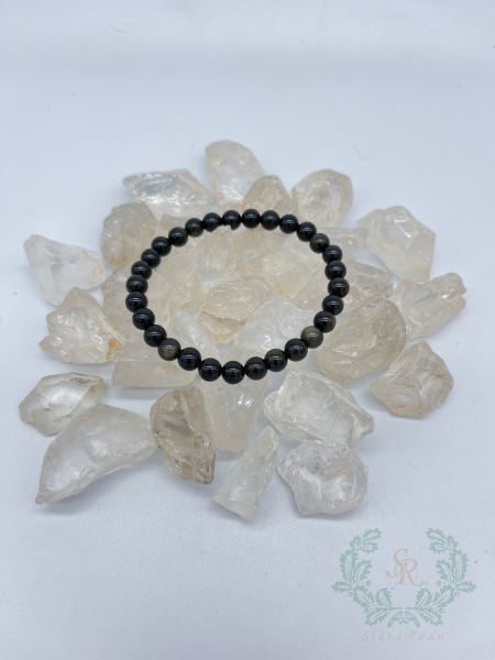 Obsidián Zlatý Náramok gulička 8mm